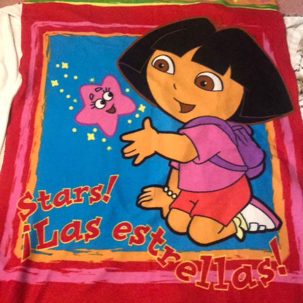 Dora the Explorer throw blanket + beanie baby